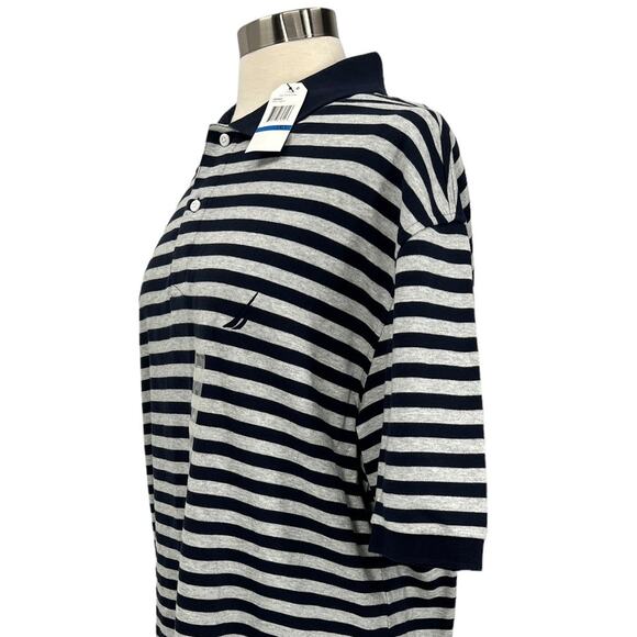 NAUTICA Men's NEW Grey & Black Striped Polo Shirt SZ 1X - Picture 3 of 12